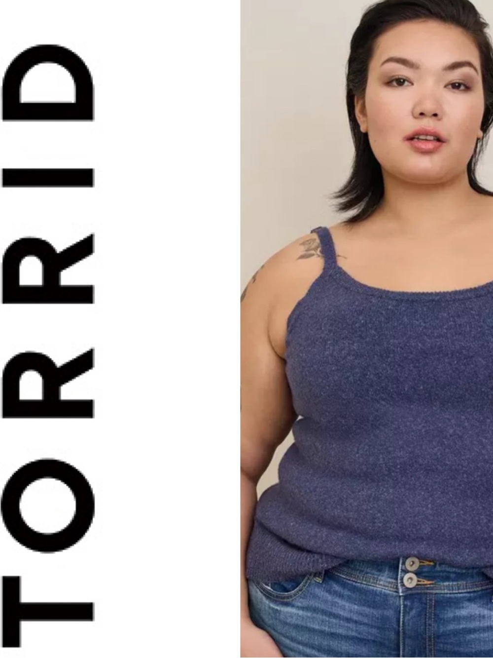 TORRID Women’s Vegan Cashmere Cami Sweater Tank Top Crown Blue Size 00 Medium